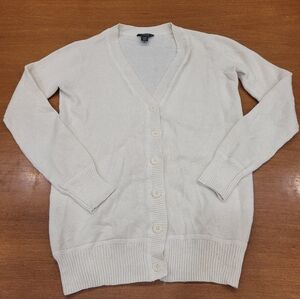 Roots Knit Button Up Cream Cardigan Cotton Blend Medium